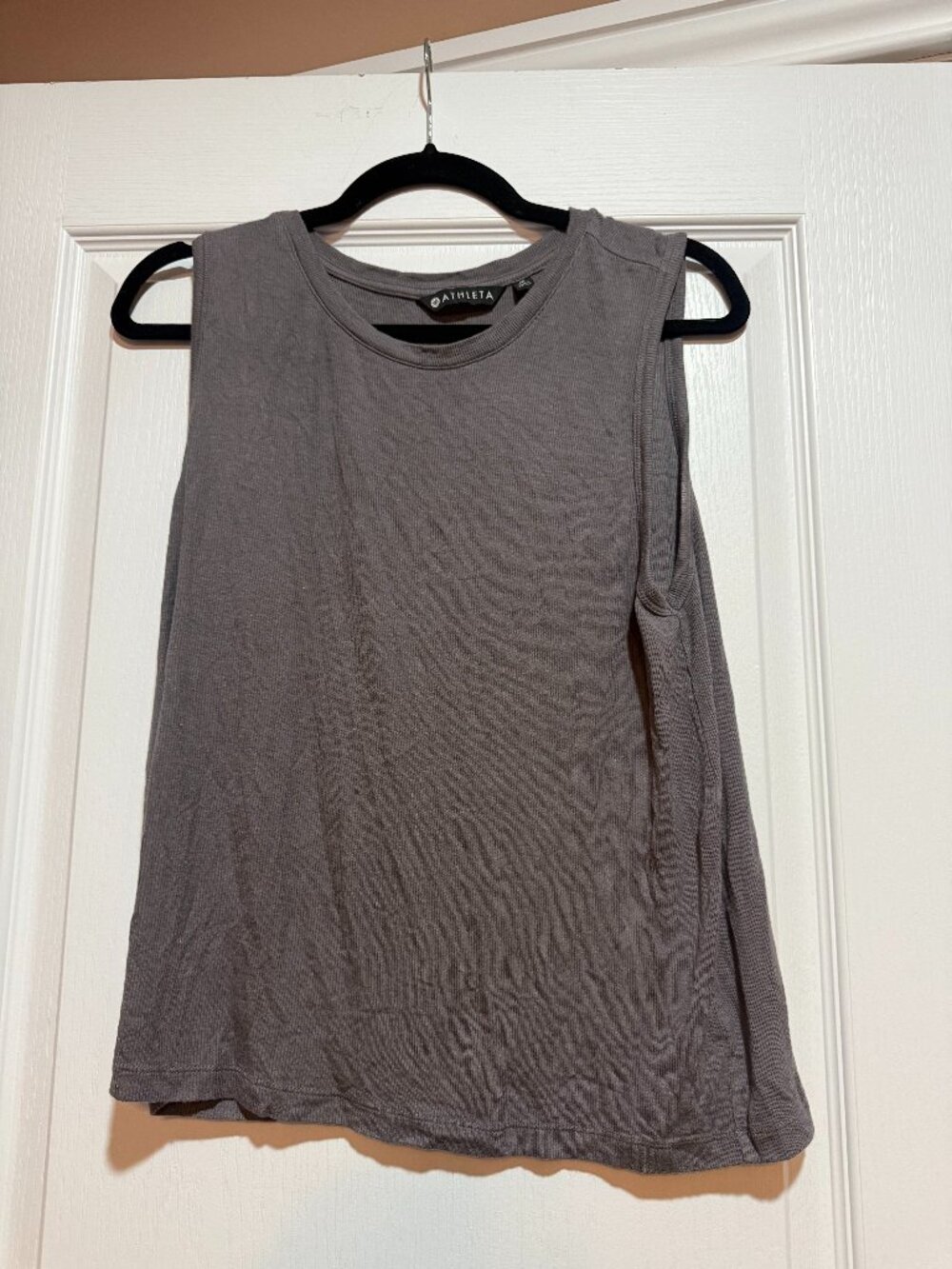 Athleta Ribbed Tank Top Taupe Gray Size Medium